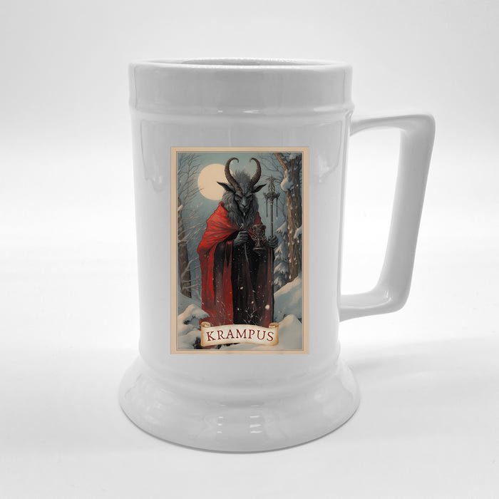 Krampus Tarot Card Design Xmas Hail Santa Christmas Front & Back Beer Stein