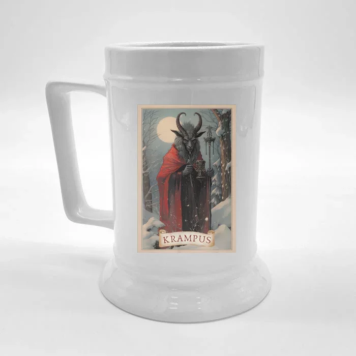 Krampus Tarot Card Design Xmas Hail Santa Christmas Front & Back Beer Stein