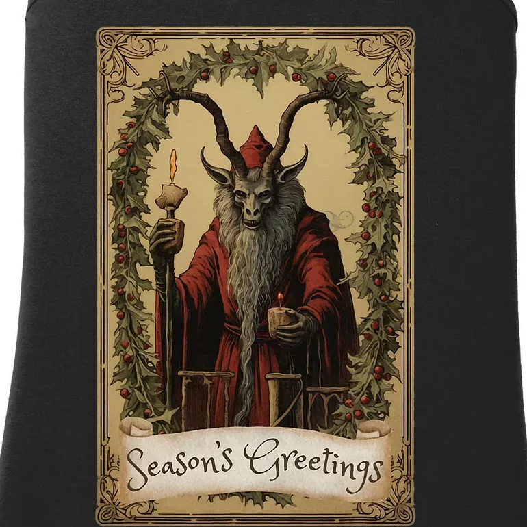 Krampus Tarot Card Design Christmas Season Evil Pajama Xmas Ladies Essential Tank