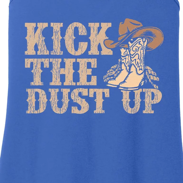 Kick The Dust Up Country Music Western Dancer Cowgirl Ladies Essential Tank