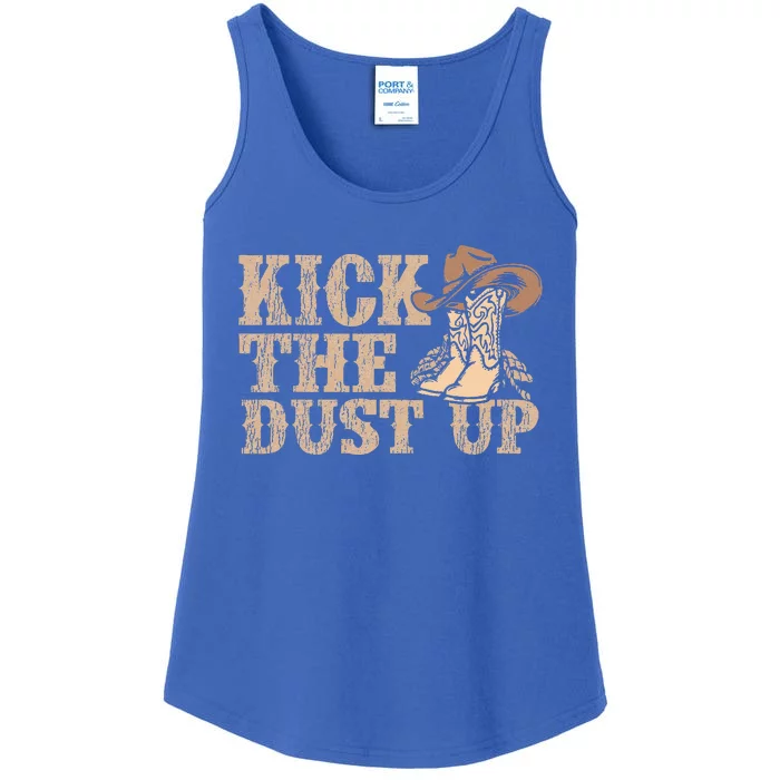 Kick The Dust Up Country Music Western Dancer Cowgirl Ladies Essential Tank