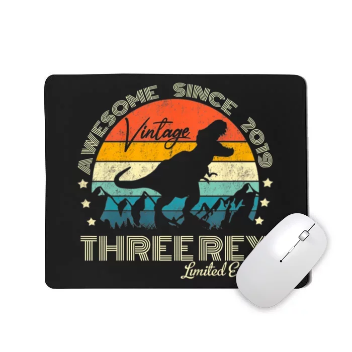 Kids Third Dinosaur 3 Year Old 2019 Three Rex 3rd Birthday Mousepad