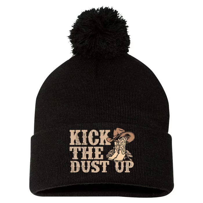 Kick The Dust Up Country Music Western Dancer Cow Pom Pom 12in Knit Beanie