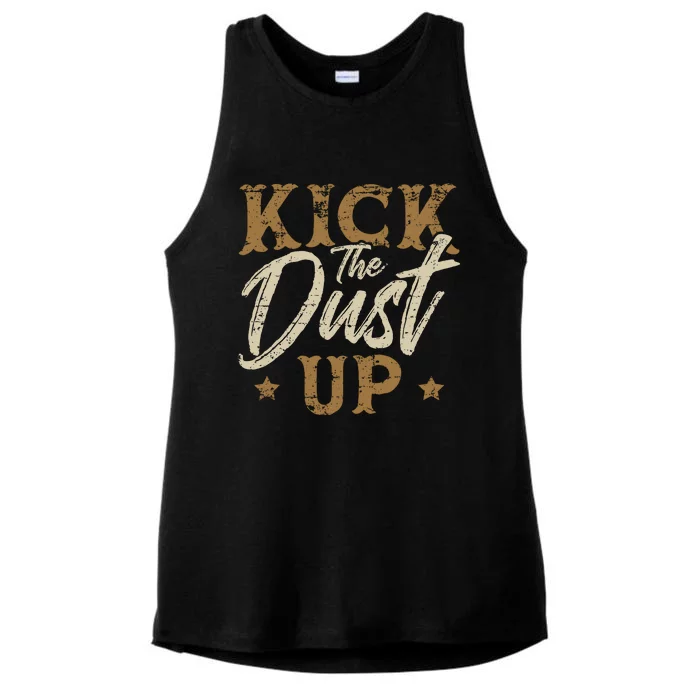 Kick The Dust Up for a Cowgirl Ladies Tri-Blend Wicking Tank