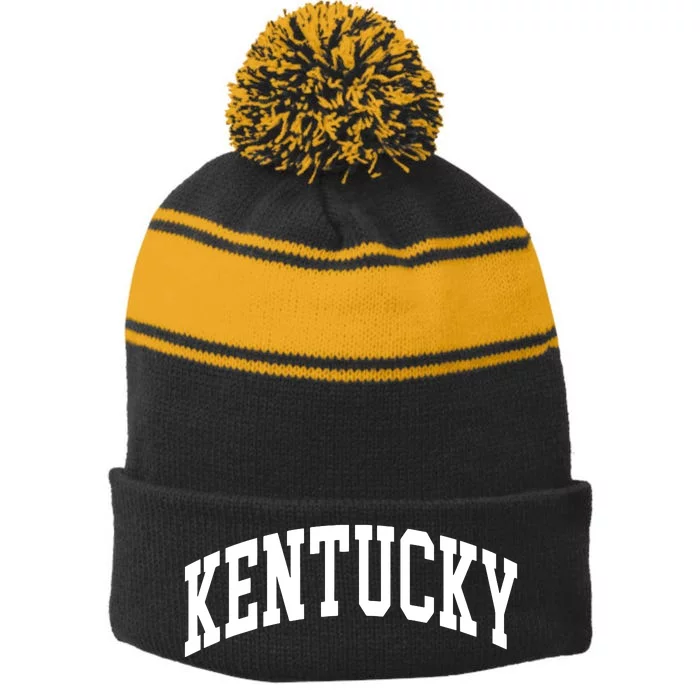 Kentucky Throwback Design Classic Stripe Pom Pom Beanie