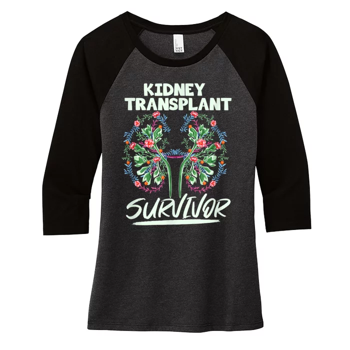 Kidney Transplant Design For An Organ Recipient Women's Tri-Blend 3/4-Sleeve Raglan Shirt