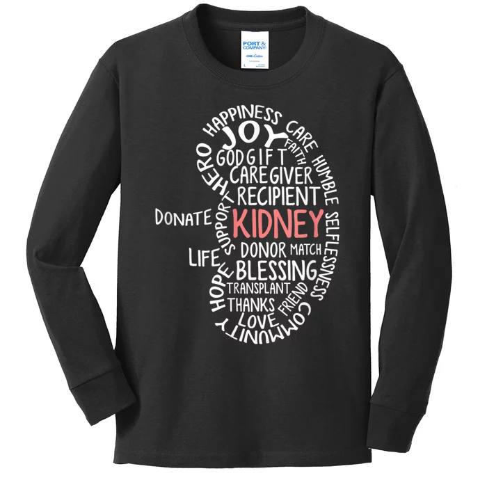 Kidney Transplant Donor Donate Surgery Recovery Kids Long Sleeve Shirt