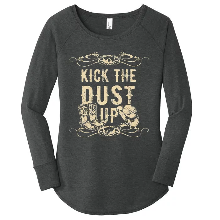 Kick The Dust Up Cowboy Cowgirl Western Women's Perfect Tri Tunic Long Sleeve Shirt