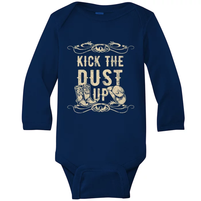 Kick The Dust Up Cow Cow Western Great Gift Baby Long Sleeve Bodysuit