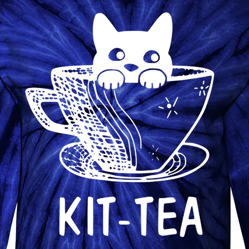 Kit Tea Funny Cat Lover Tie-Dye Long Sleeve Shirt