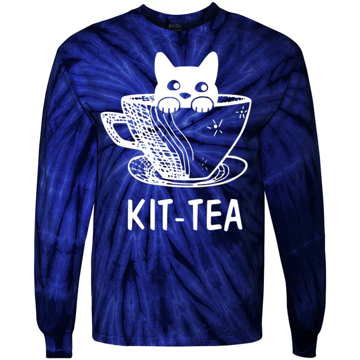 Kit Tea Funny Cat Lover Tie-Dye Long Sleeve Shirt