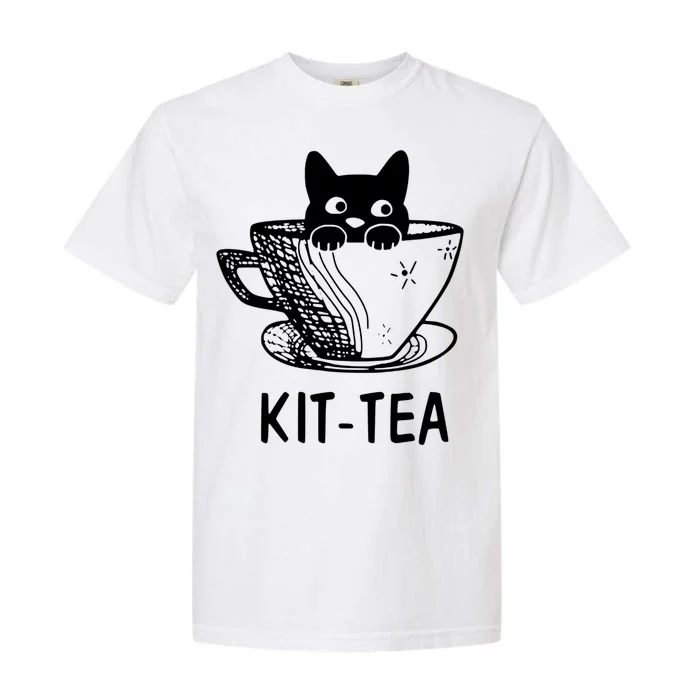 Kit Tea Funny Cat Lover Garment-Dyed Heavyweight T-Shirt