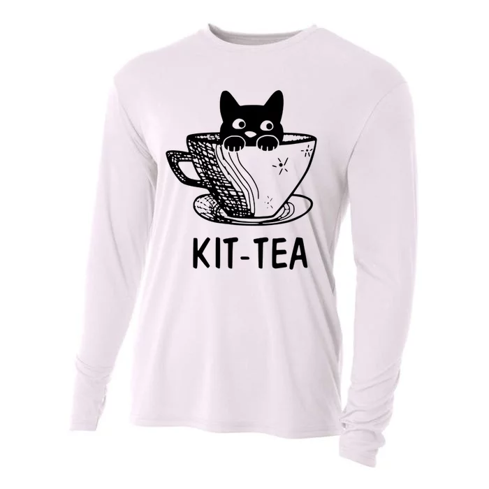 Kit Tea Funny Cat Lover Cooling Performance Long Sleeve Crew