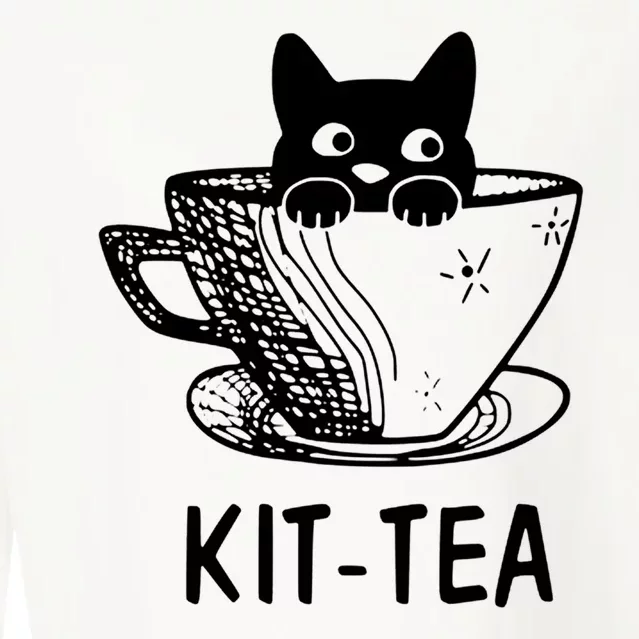 Kit Tea Funny Cat Lover Cropped Pullover Crew