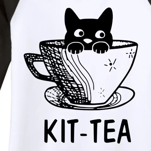 Kit Tea Funny Cat Lover Women's Tri-Blend 3/4-Sleeve Raglan Shirt