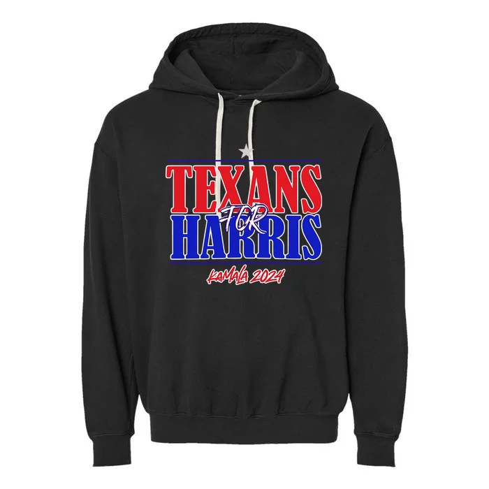 Kennidi Texans For Harris Kamala 2024 Garment-Dyed Fleece Hoodie