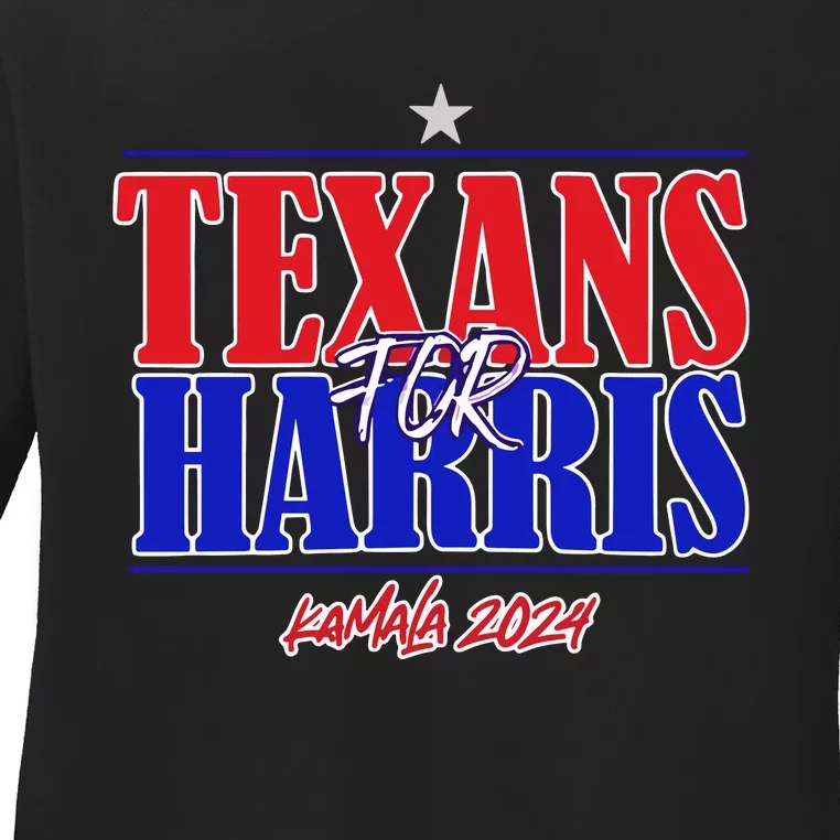 Kennidi Texans For Harris Kamala 2024 Ladies Long Sleeve Shirt