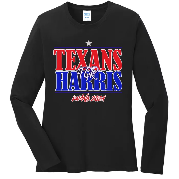 Kennidi Texans For Harris Kamala 2024 Ladies Long Sleeve Shirt