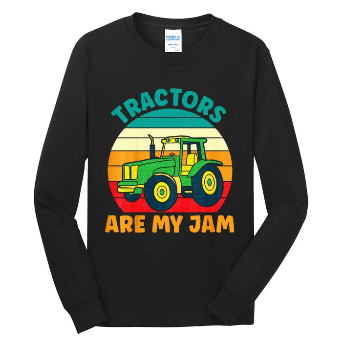 Kids Tractor Funny Boy Tractors Are My Jam Tall Long Sleeve T-Shirt