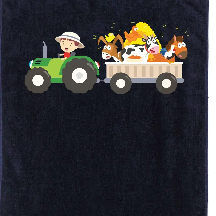 Kids Tractor Farm Farmers Animals Horse Cow Chicken Boy Platinum Collection Golf Towel