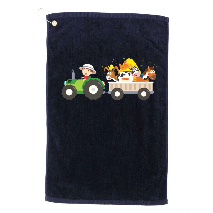 Kids Tractor Farm Farmers Animals Horse Cow Chicken Boy Platinum Collection Golf Towel