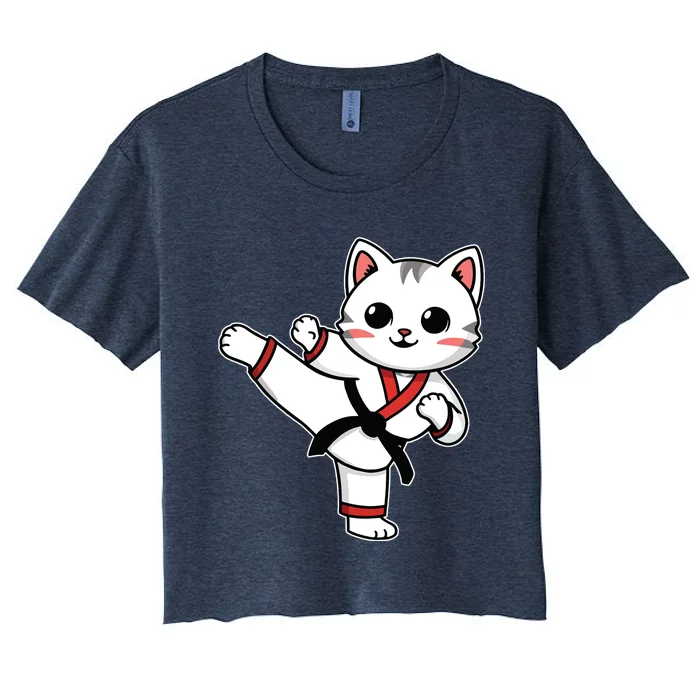 Karate Taekwondo Funny Cat Jiu Jitsu Women Girl Mma Women's Crop Top Tee