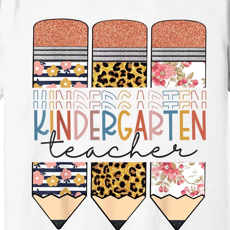 Kindergarten Teacher Funny Leopard Pencil Back To School Premium T-Shirt