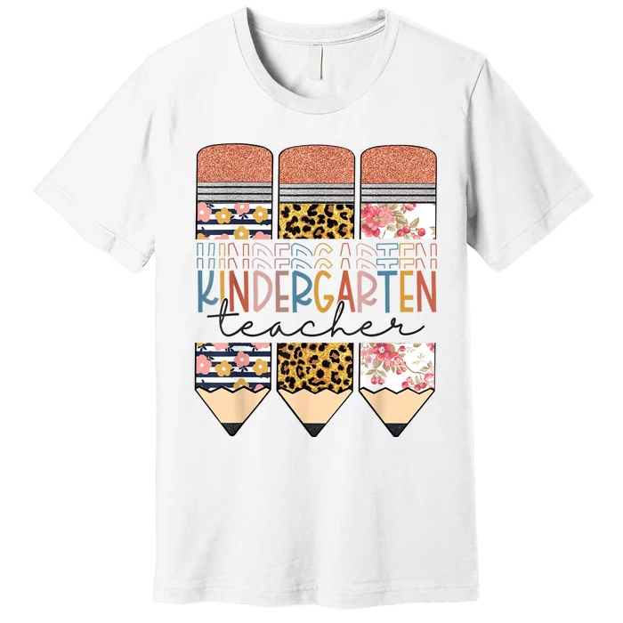 Kindergarten Teacher Funny Leopard Pencil Back To School Premium T-Shirt