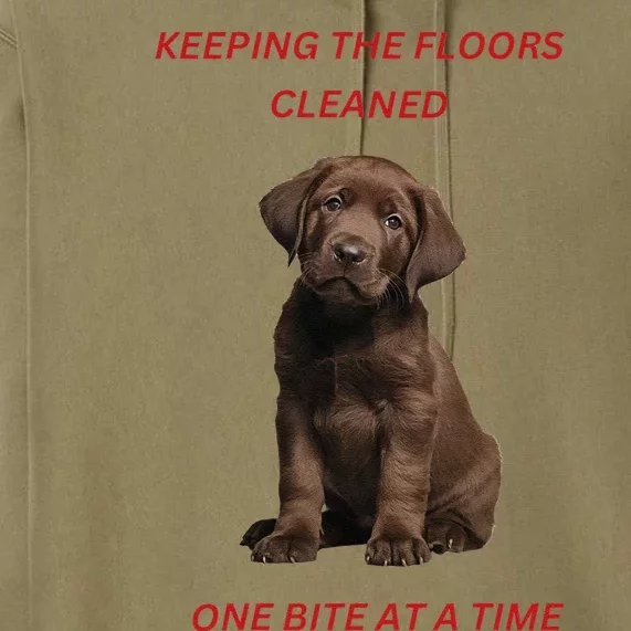 Keeping The Floors Clean One Bite At A Time. Lab Puppy. Premium Hoodie