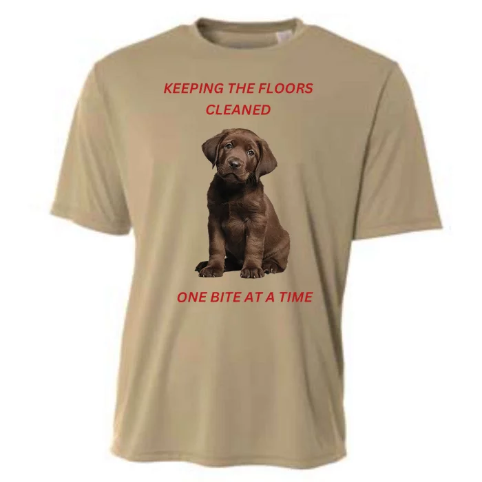 Keeping The Floors Clean One Bite At A Time. Lab Puppy. Cooling Performance Crew T-Shirt