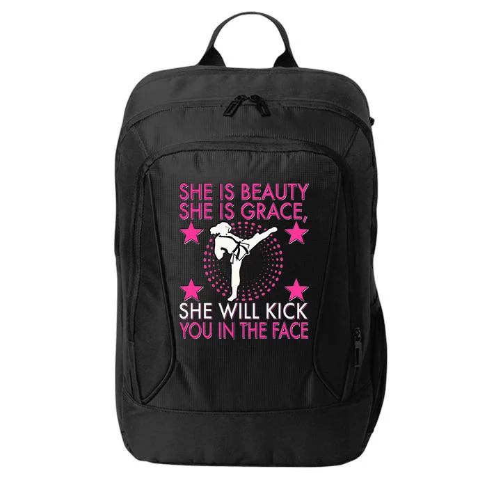 Karate Taekwondo Girl Wo Karate Kick City Backpack