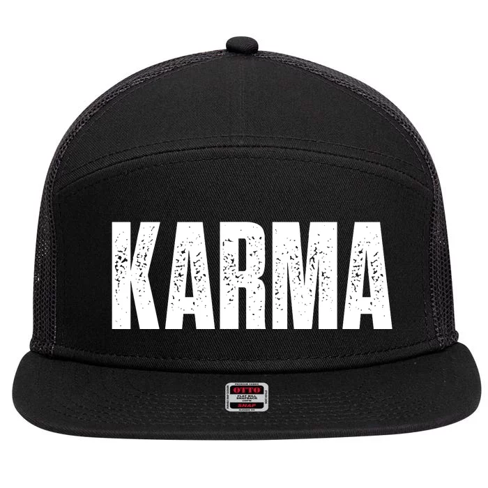 Karma Trending Graphic Tee 7 Panel Mesh Trucker Snapback Hat