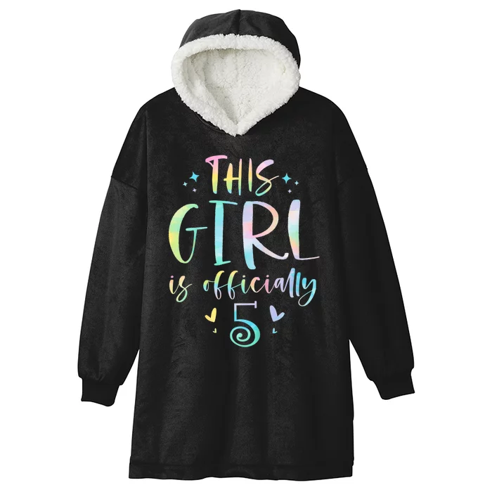 K.i.d.s This Girl Is Officially 5 Five Year Old 5th Birthday Girl Hooded Wearable Blanket