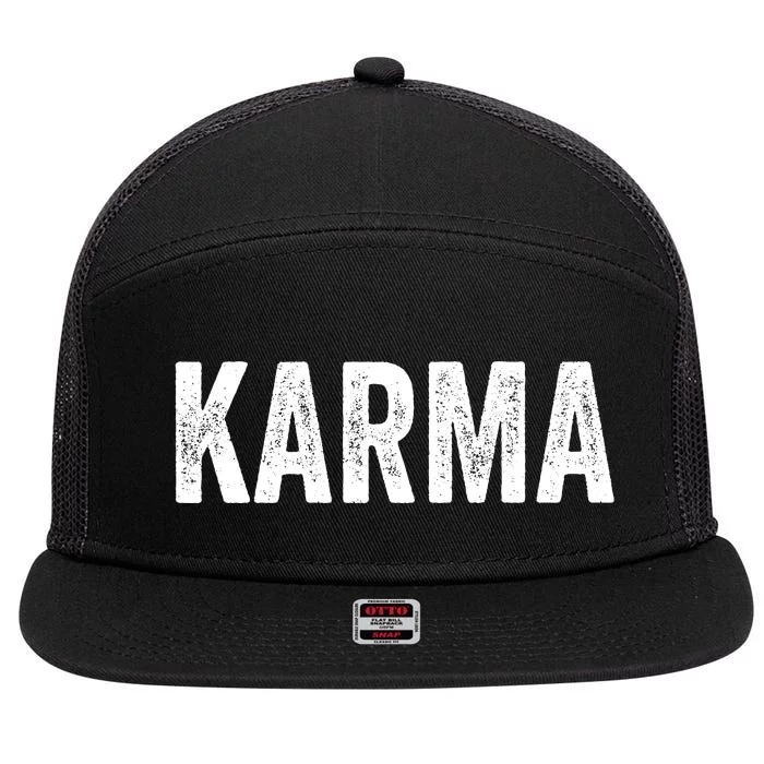 Karma Trending Graphic Tee 7 Panel Mesh Trucker Snapback Hat