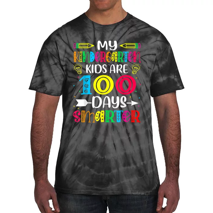 Kindergarten Teacher Gift 100 Days Smarter 100th Day Of School Tie-Dye T-Shirt