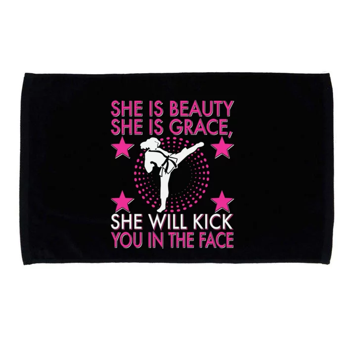 Karate Taekwondo Girl Women Karate Kick Microfiber Hand Towel