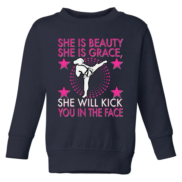 Karate Taekwondo Girl Women Karate Kick Toddler Sweatshirt