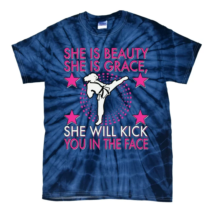 Karate Taekwondo Girl Women Karate Kick Tie-Dye T-Shirt