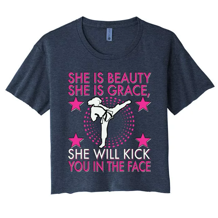 Karate Taekwondo Girl Women Karate Kick Women's Crop Top Tee