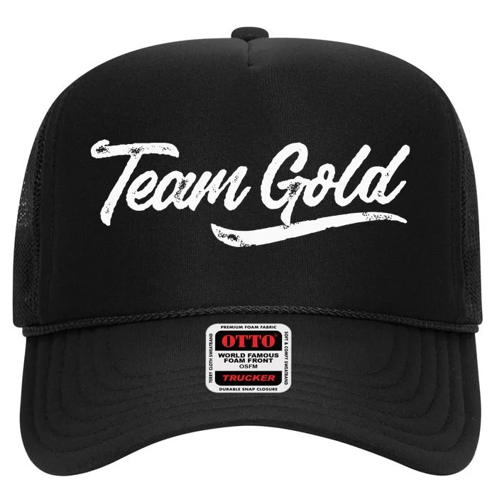 Kids Team Gold Sleepaway Camp Color War Summer Spirit High Crown Mesh Trucker Hat