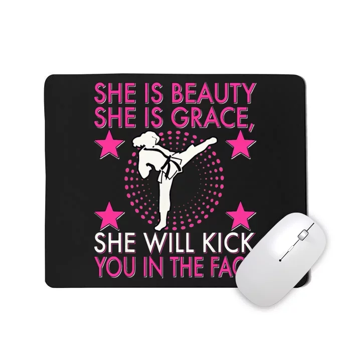 Karate Taekwondo Girl Women Karate Kick Mousepad