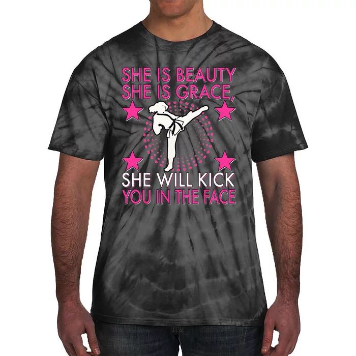 Karate Taekwondo Girl Women Karate Kick Tie-Dye T-Shirt