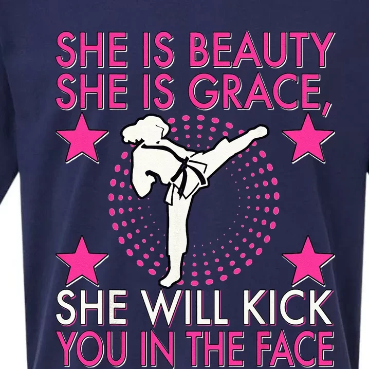 Karate Taekwondo Girl Women Karate Kick Sueded Cloud Jersey T-Shirt