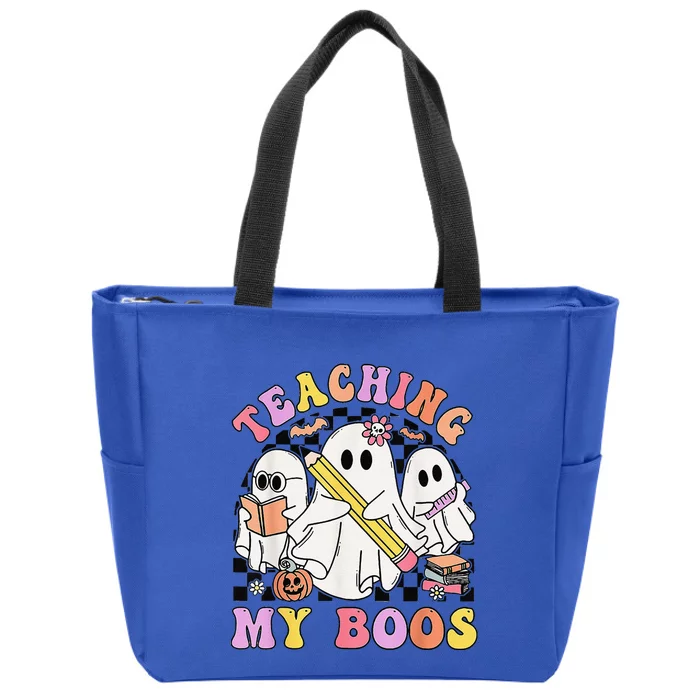 Kindergarten Teacher Halloween Cute Ghosts Teaching My Boos Zip Tote Bag