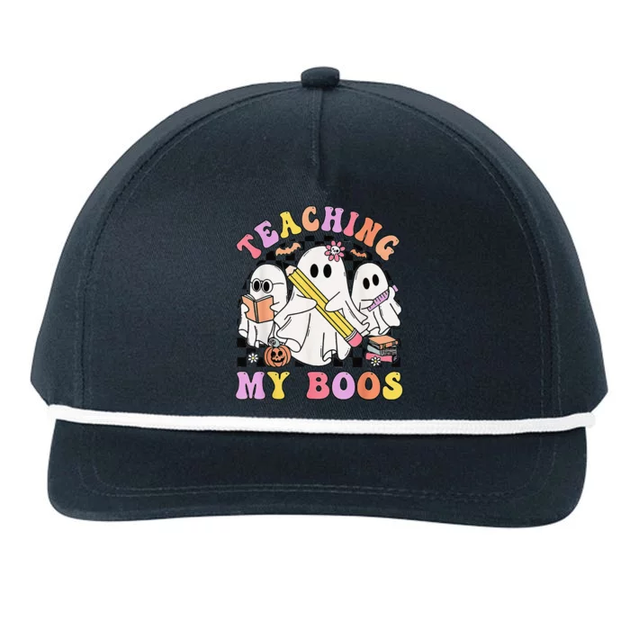 Kindergarten Teacher Halloween Cute Ghosts Teaching My Boos Snapback Five-Panel Rope Hat