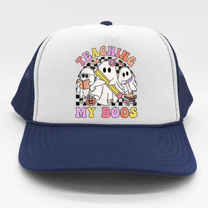 Kindergarten Teacher Halloween Cute Ghosts Teaching My Boos Trucker Hat