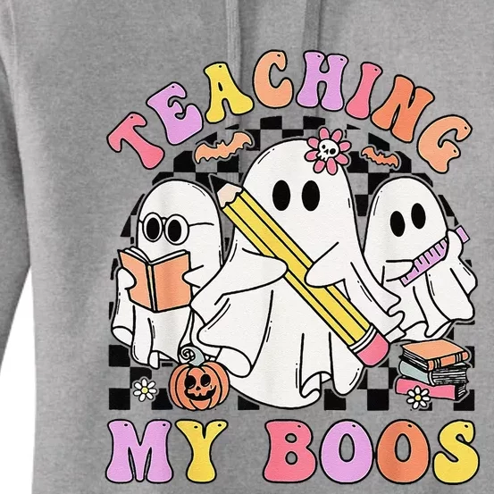 Kindergarten Teacher Halloween Cute Ghosts Teaching My Boos Women's Pullover Hoodie