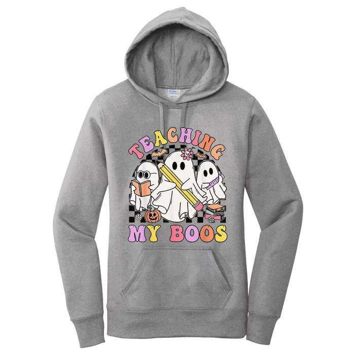 Kindergarten Teacher Halloween Cute Ghosts Teaching My Boos Women's Pullover Hoodie