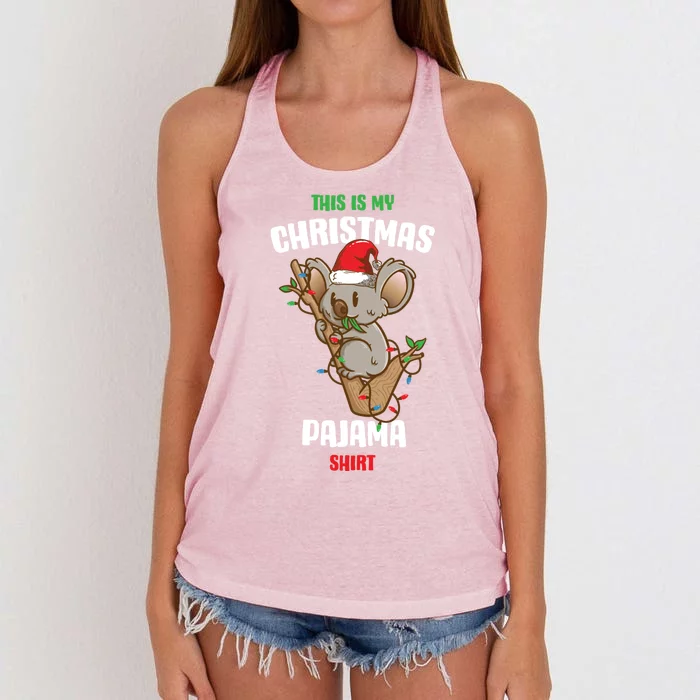 Koala This Is My Christmas Pajama Gift Women's Knotted Racerback Tank