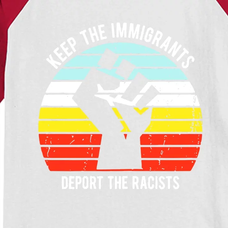 Keep The Immigrants Deport The Racists Kids Colorblock Raglan Jersey